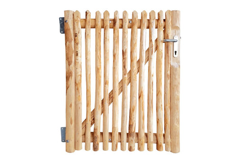 Luxe Kastanjehouten schapenhek poort met slot - 120 cm. hoog